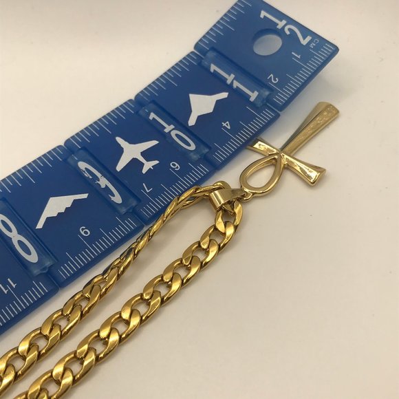 Chunky Chain Gold Stainless Steel (SS) + matching SS Cross Pendant Brand NEW - Picture 8 of 8